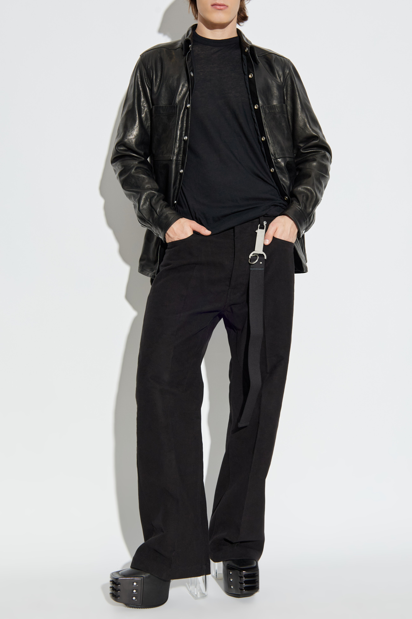 Black Leather jacket with pockets Rick Owens - Vitkac AS
